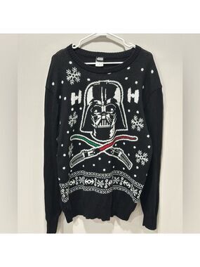 Star Wars Ugly Christmas Sweater with Darth Vader Design Size XL